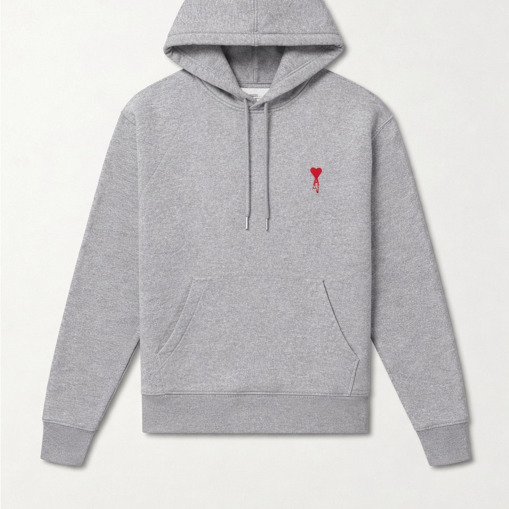Ami Paris Grey Hoodie with Heart Emblem